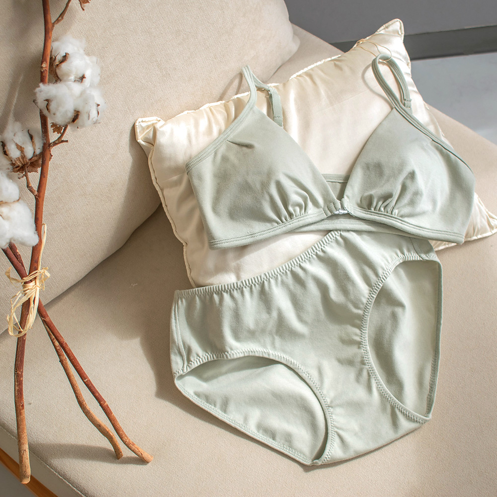 カップ裏シルク オーガニックコットン フロントホック ノンワイヤーブラ 日本製