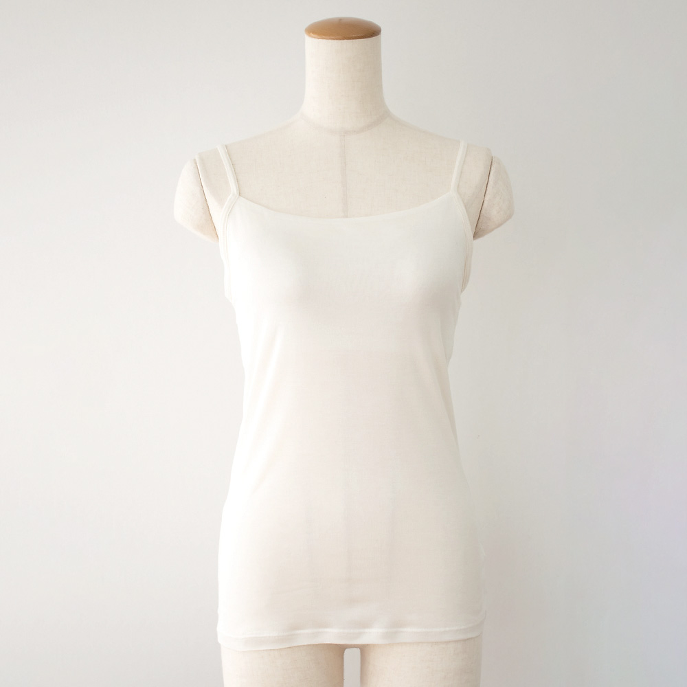 シルク100％ カップ付き キャミソール 日本製 しっかりタイプ 【ふわ肌シルク】