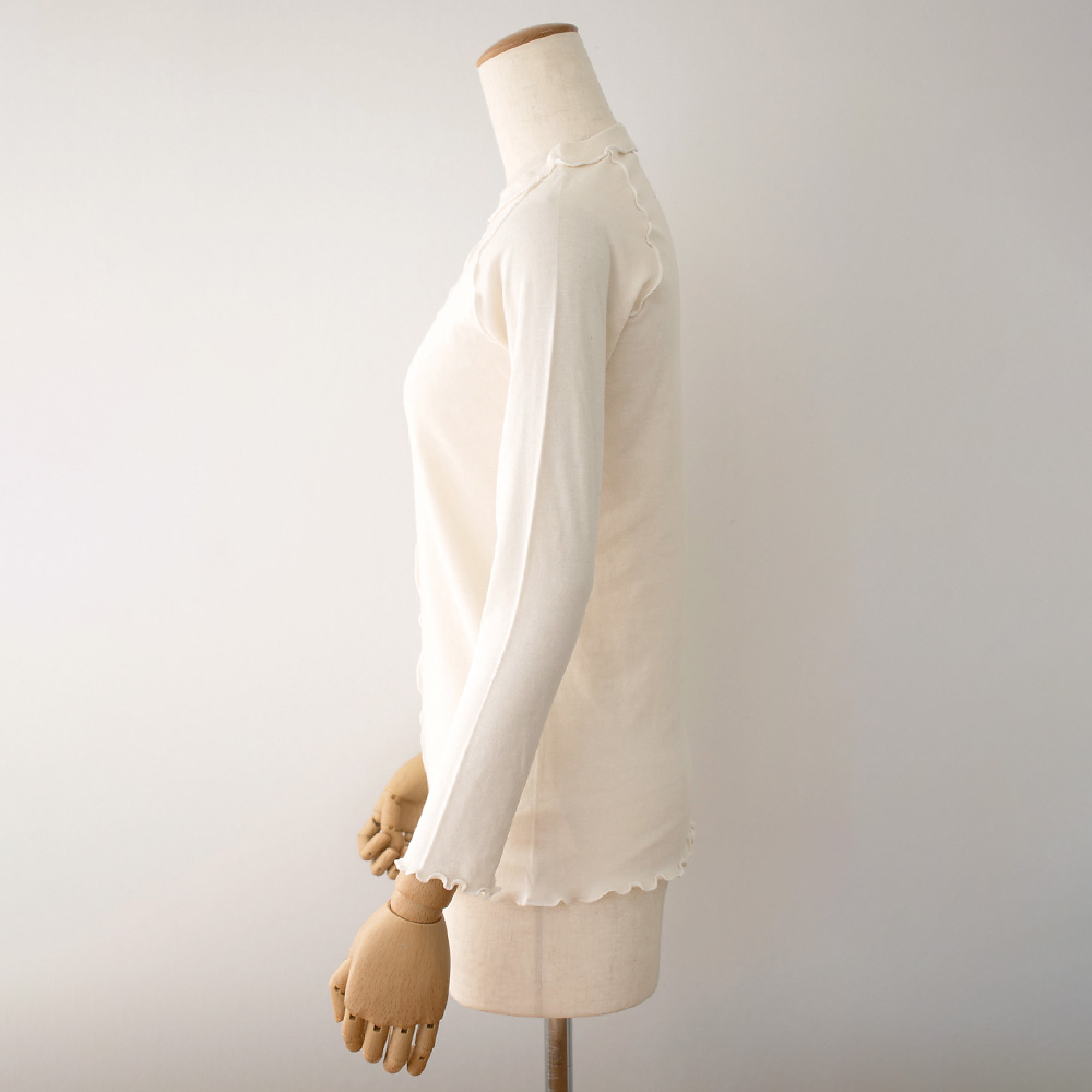 肌側シルク アウトメロー クルーネック パジャマインナー 日本製 表側コットン