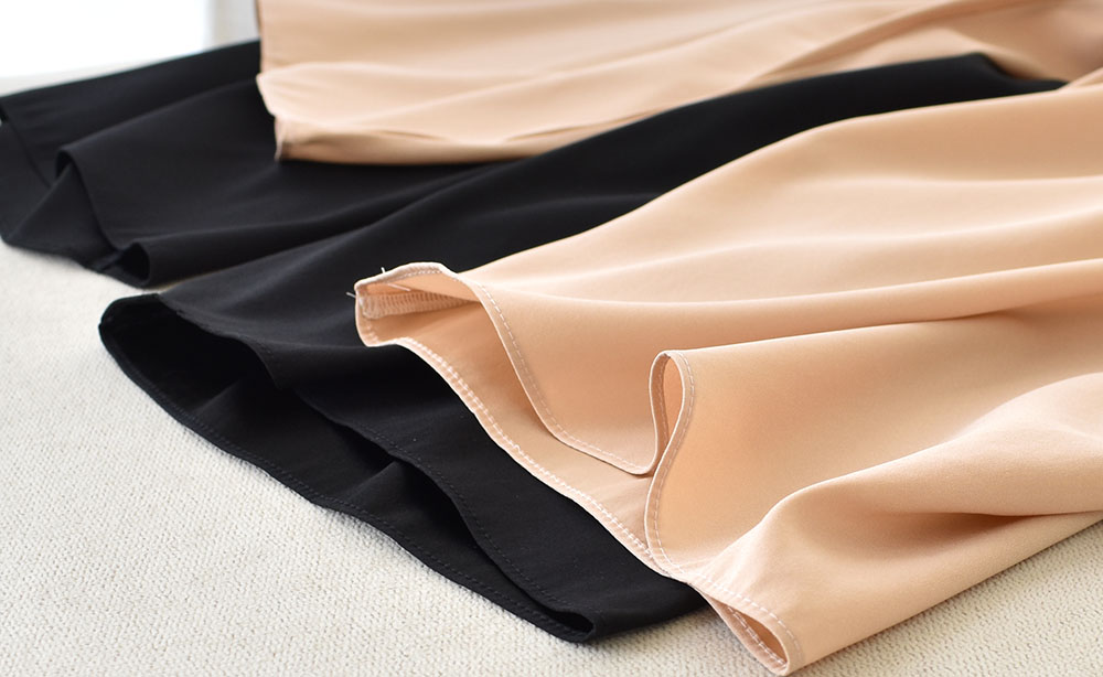 シルクサテン裏使い ペチコート 膝下ロング丈 日本製 19匁