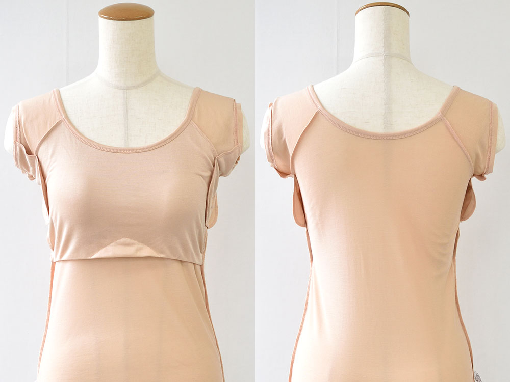 シルク100％ カップ付き 汗取りインナー フレンチ袖 日本製【ふわ肌シルク】