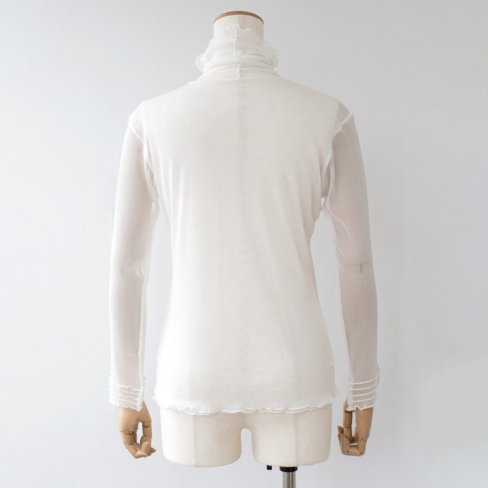 シルク100% メッシュ ハイネック 長袖インナー