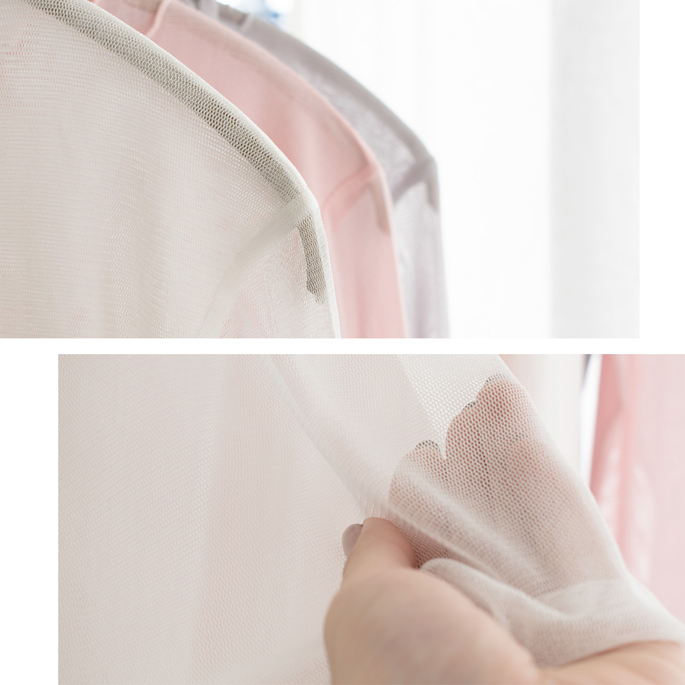 シルク100% メッシュ ハイネック 長袖インナー