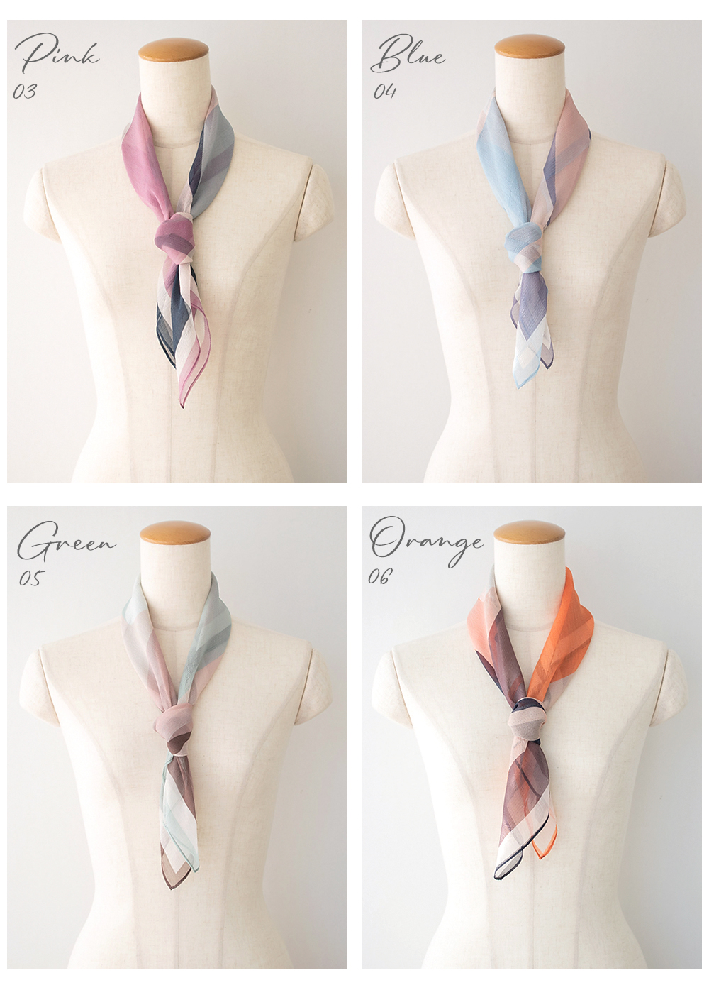 シルク100% シフォン プチスカーフ 70cm