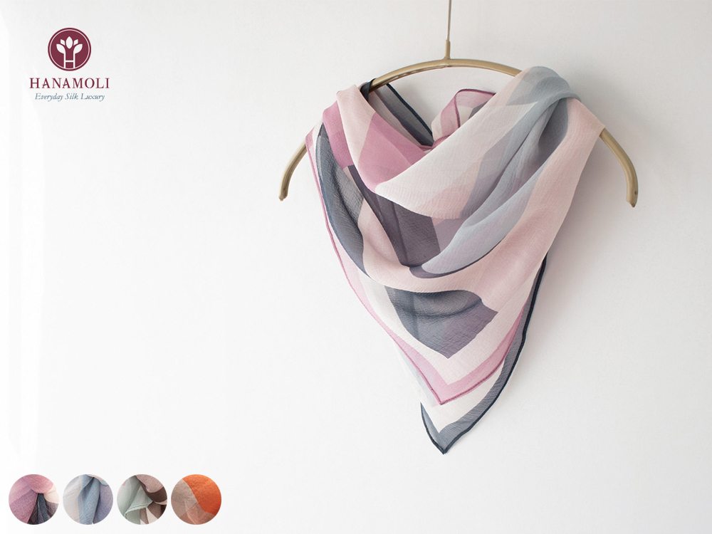 シルク100% シフォン プチスカーフ 70cm