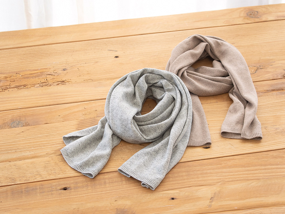 シルクウール ニットマフラー 男女兼用