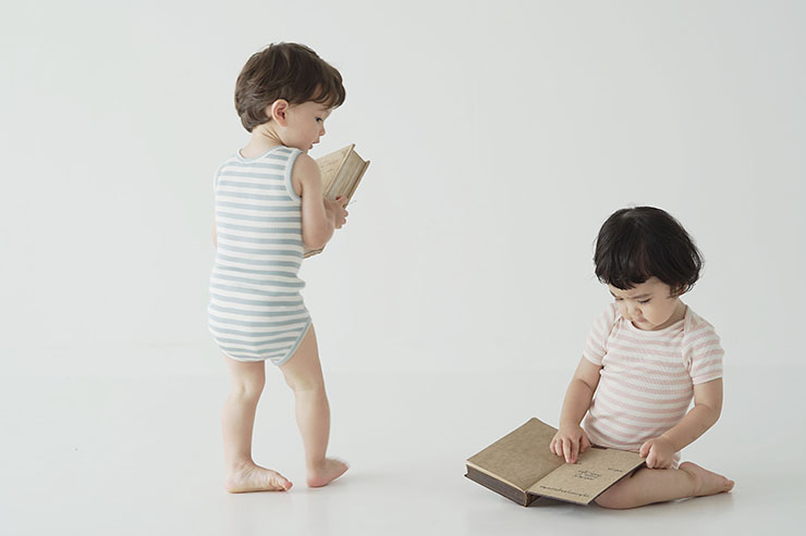 シルクコットン タンクロンパース ピンク グリーン ボーダー 70cm 80cm 90cm