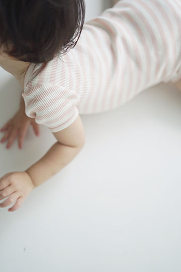 シルクコットン 半袖ロンパース ピンク グリーン ボーダー 70cm 80cm 90cm