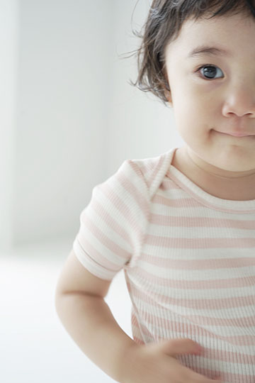 シルクコットン 半袖ロンパース ピンク グリーン ボーダー 70cm 80cm 90cm