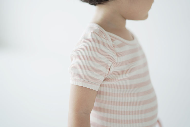 シルクコットン 半袖ロンパース ピンク グリーン ボーダー 70cm 80cm 90cm