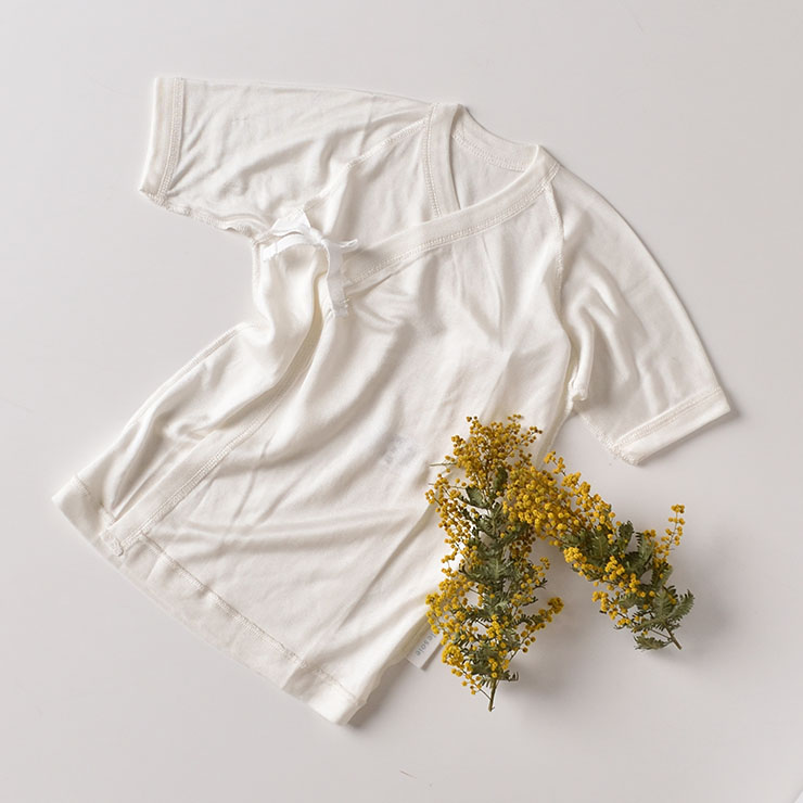 シルク100％ ベビー短肌着 オフホワイト 白 50cm 60cm