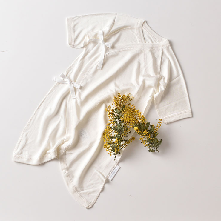 シルク100％ ベビーコンビ肌着 オフホワイト 白 50cm 60cm