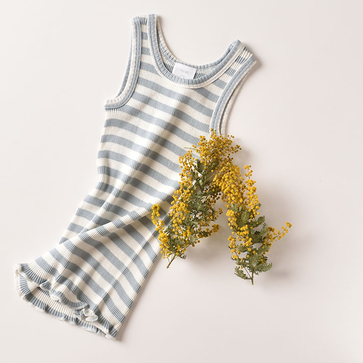 シルクコットン タンクトップ ピンク グリーン ボーダー ネイビーグレー 70cm 80cm 90cm 100cm