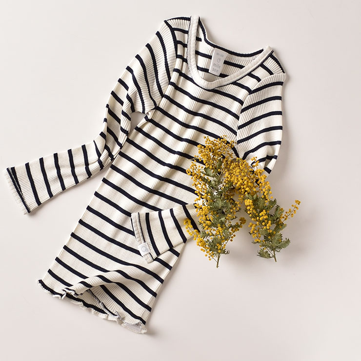 シルクコットン 長袖 ピンク グリーン ボーダー ネイビーグレー 70cm 80cm 90cm 100cm