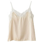 シルクサテン レース付きキャミソール 日本製