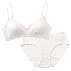 コットンシルク テレコ ノンワイヤーブラ＆ショーツ セット