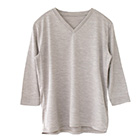 シルク100％ ソフトジャージー Vネック 7分袖トップス 日本製 ウォッシャブル加工