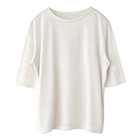 シルク100％ ソフトジャージー クルーネック 5分袖トップス 日本製 ウォッシャブル加工