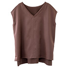 シルク サテンストレッチ Vネック フレンチスリーブ トップス 日本製 19匁