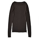 シルク100％ テレコ クルーネック 長袖 インナー 指穴付き 日本製 ウォッシャブル加工