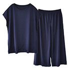 シルク100％ ジャージー パジャマ 上下セット フレンチ袖トップスとガウチョパンツ 日本製