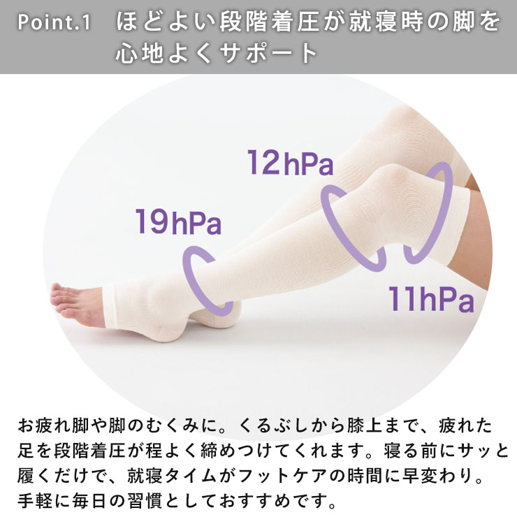 シルク おやすみ着圧ニーハイソックス 日本製