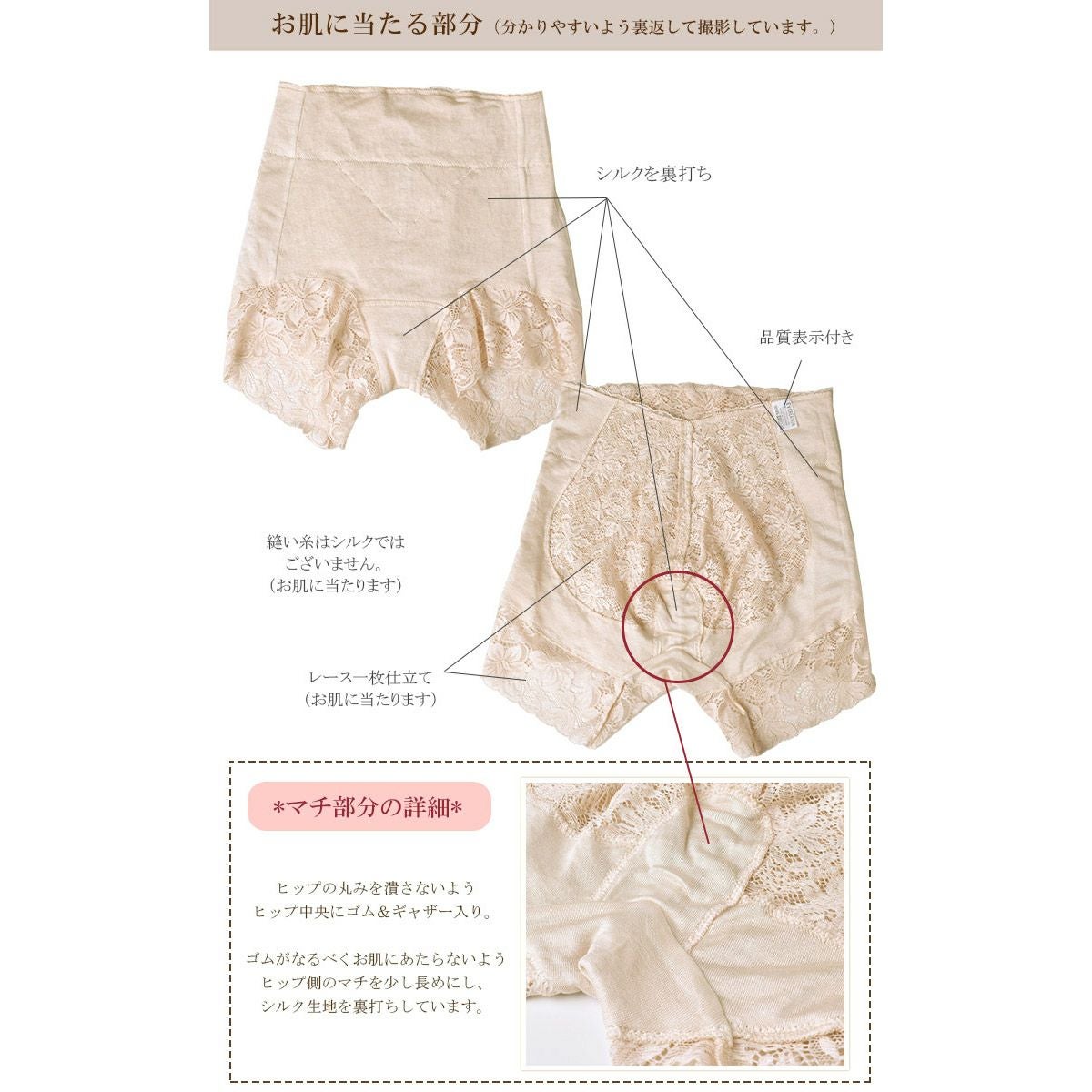 お肌に当たる部分　詳細