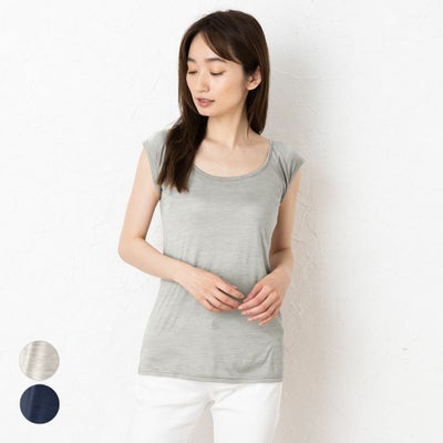 シルク100％ ジャージー 汗取りインナー 脇汗パッド付き フレンチ袖