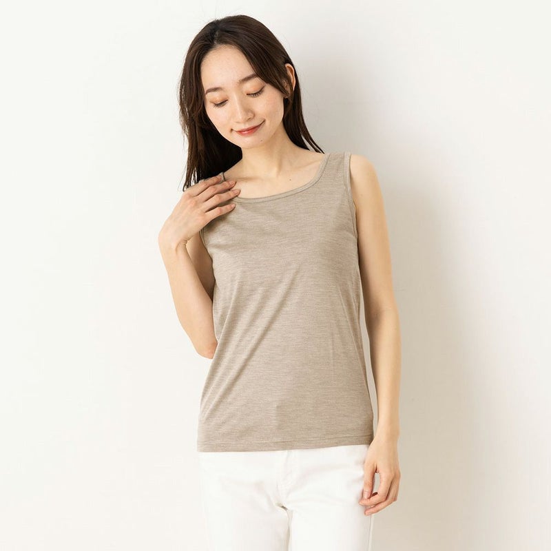シルク100％ ソフトジャージー カップ付き タンクトップ 日本製 ゆるラク ウォッシャブル加工 