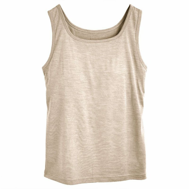 シルク100％ ソフトジャージー カップ付き タンクトップ 日本製 ゆるラク ウォッシャブル加工 