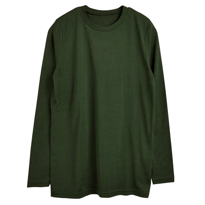 シルク100％ジャージー クルーネック長袖Tシャツ 日本製