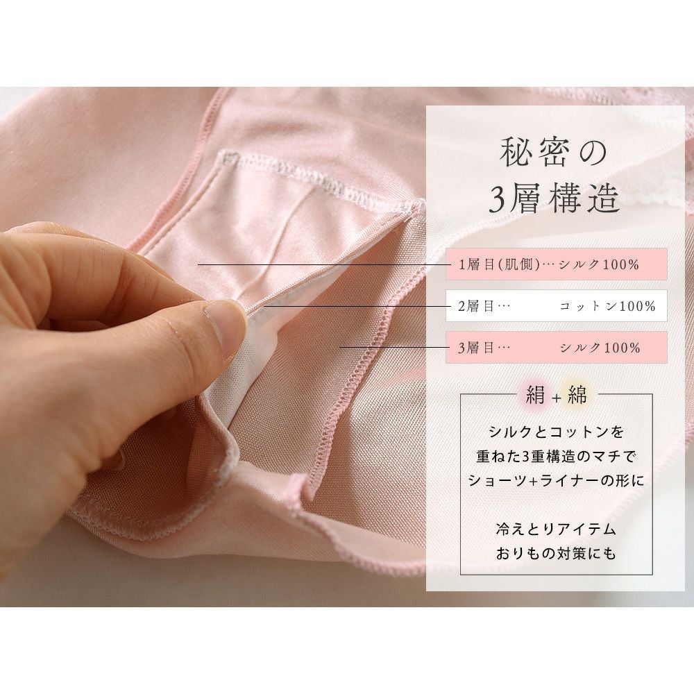 シルク 冷えとりふんどしパンツ マチはシルクとコットンの3重構造 日本製