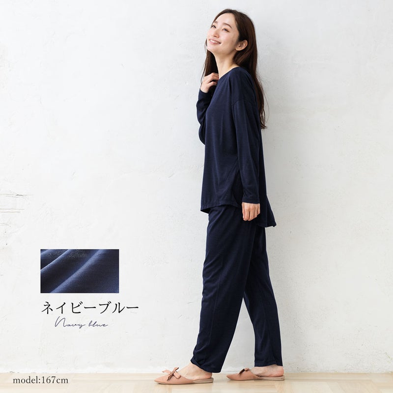 シルク100％ジャージー ドロップショルダー プルオーバー 長袖 日本製