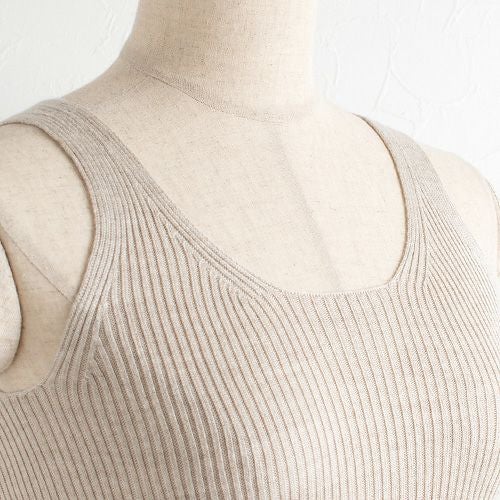 シルク100％ ふわふわ加工 リブニット タンクトップ 日本製 インナー 縫い目のないホールガーメント