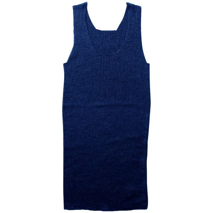 シルク100％ ふわふわ加工 リブニット タンクトップ 日本製 インナー 縫い目のないホールガーメント