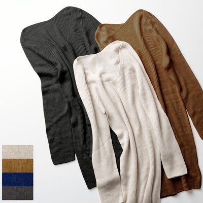 シルク100％ ふわふわ加工 リブニット 7分袖 インナー 日本製 縫い目のないホールガーメント