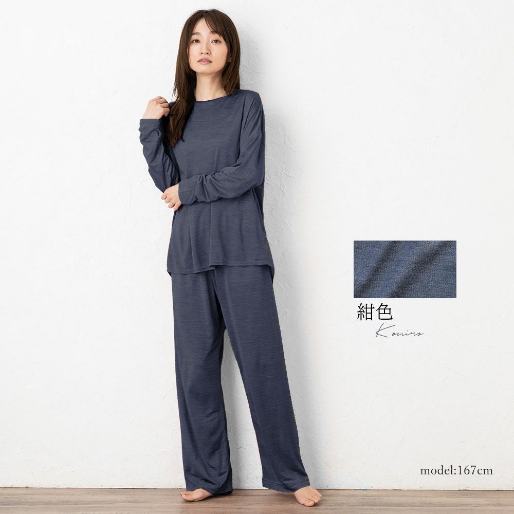 シルク100% ソフトジャージー パジャマ 上下セット ゆったりデザイン 日本製