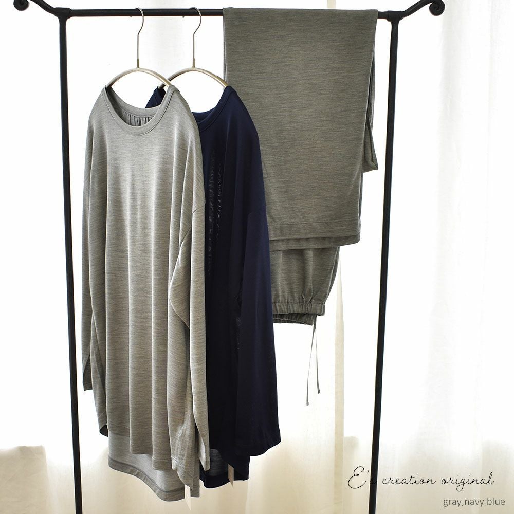 シルク100% ソフトジャージー パジャマ 上下セット ゆったりデザイン 日本製