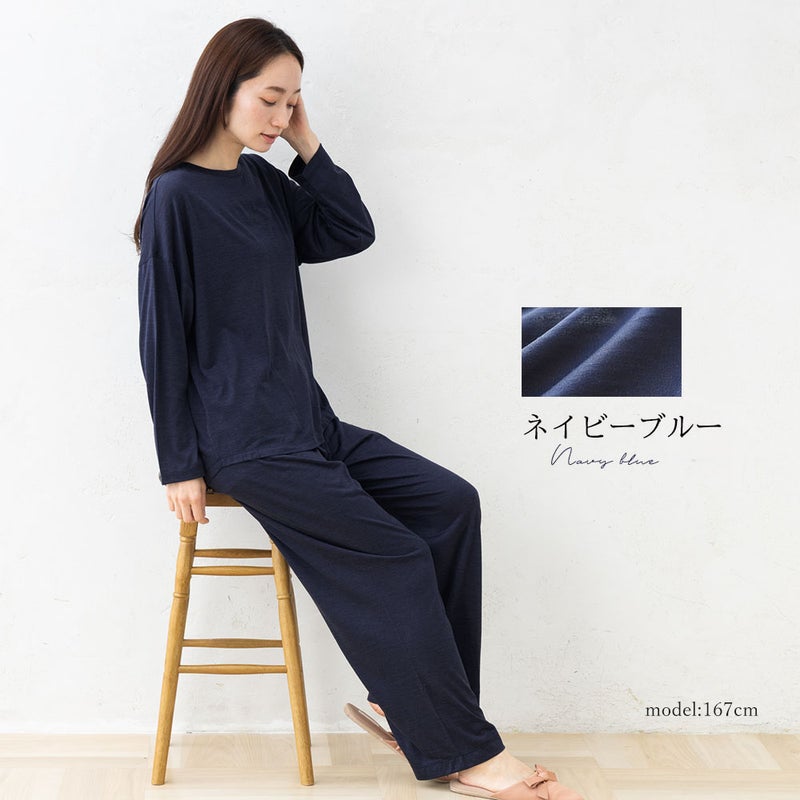 シルク100% ソフトジャージー パジャマ 上下セット ゆったりデザイン 日本製