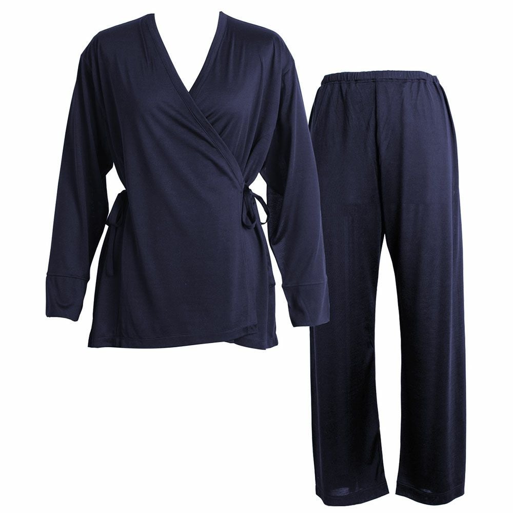 シルク100％ジャージー パジャマ 上下セット カシュクールトップスとパンツ 日本製