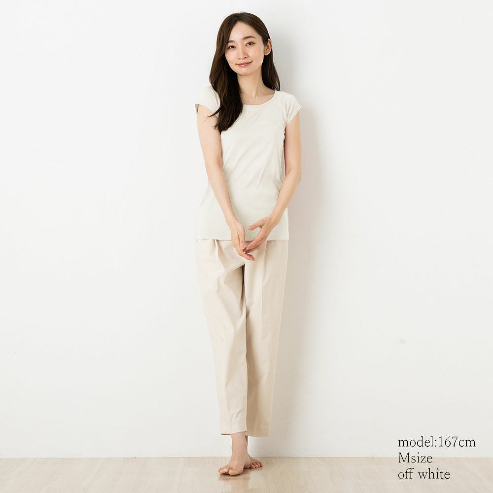 シルク100％ ジャージー 汗取りインナー フレンチ袖 日本製 襟ぐり小さめ