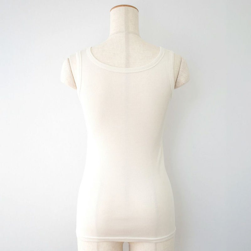 シルク100% テレコ カップ付き タンクトップ 日本製 ウォッシャブル加工
