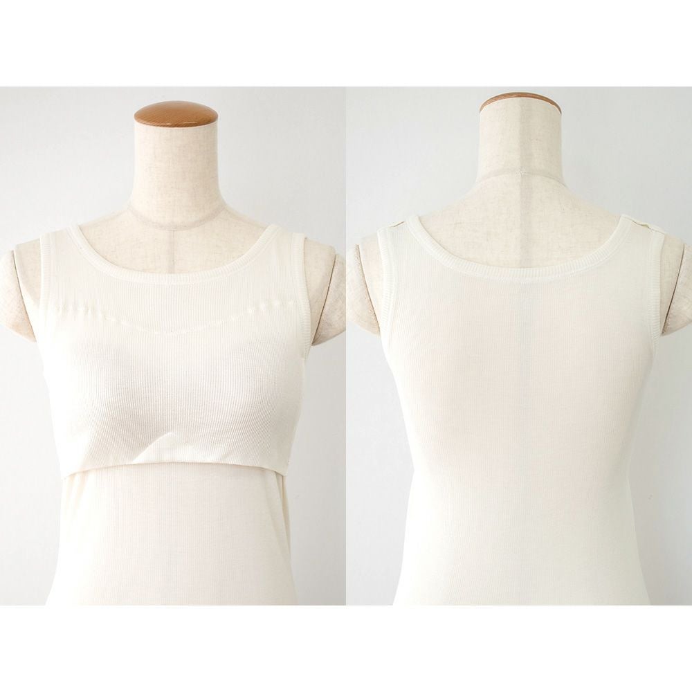 シルク100% テレコ カップ付き タンクトップ 日本製 ウォッシャブル加工