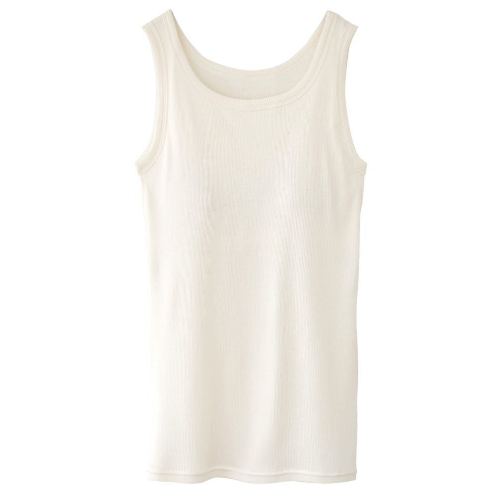 シルク100% テレコ カップ付き タンクトップ 日本製 ウォッシャブル加工