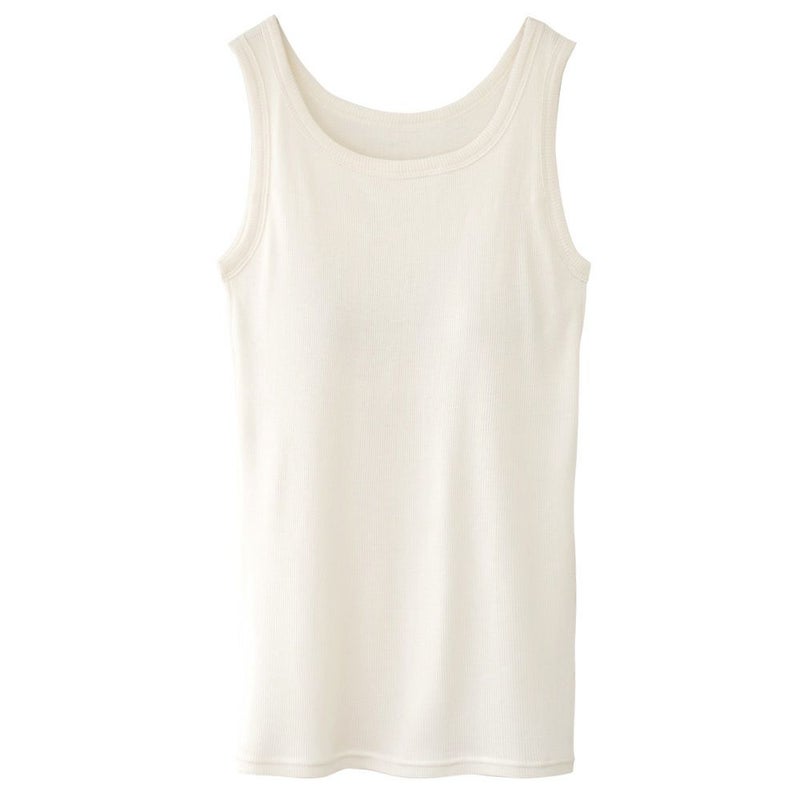 シルク100% テレコ カップ付き タンクトップ 日本製 ウォッシャブル加工