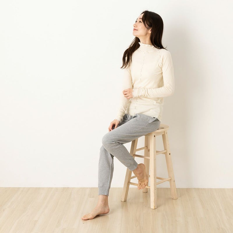 肌側シルク アウトメロー ハイネック パジャマインナー 日本製 表側コットン