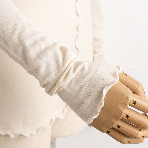 肌側シルク アウトメロー ハイネック パジャマインナー 日本製 表側コットン