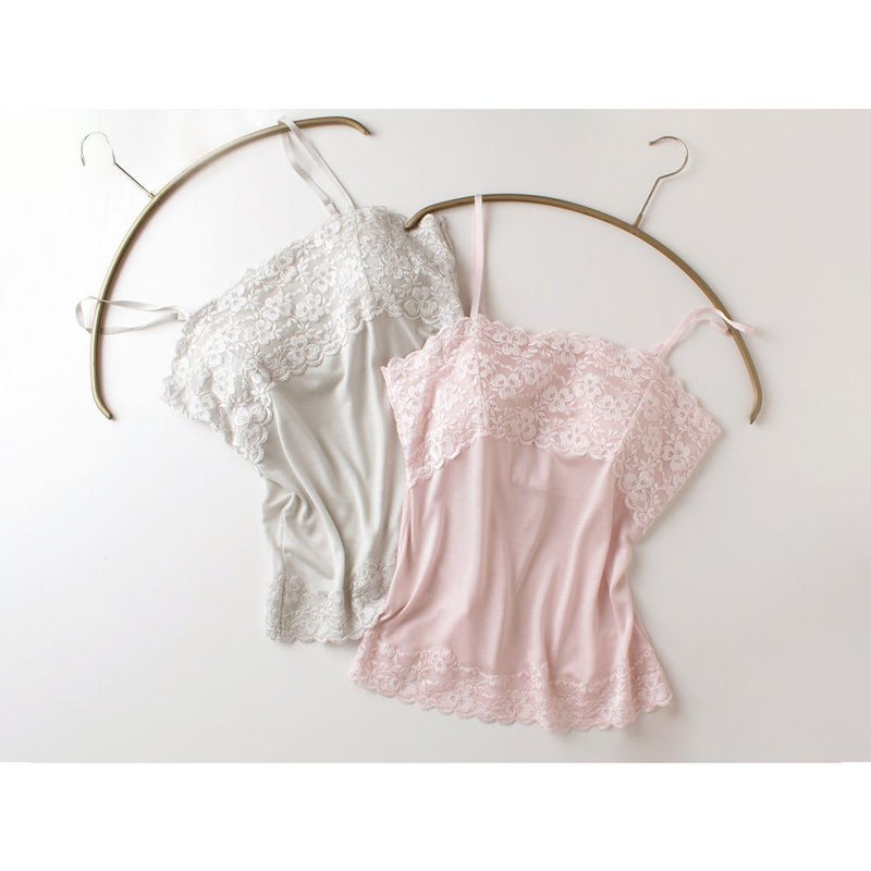 シルク カップ付きキャミソール フロントレース 日本製