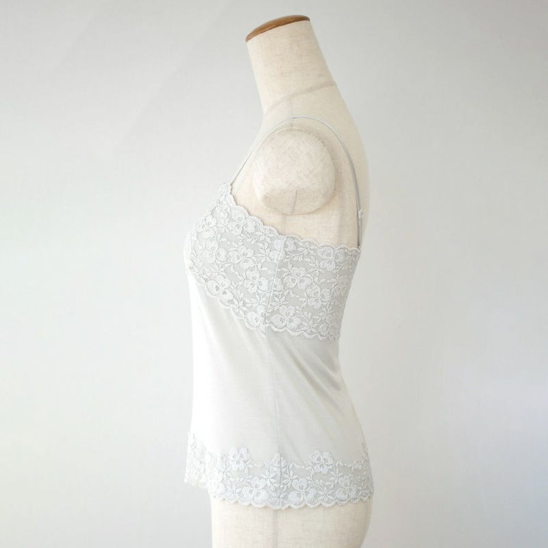 シルク カップ付きキャミソール フロントレース 日本製