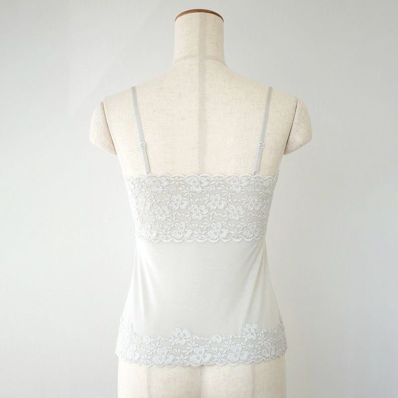 シルク カップ付きキャミソール フロントレース 日本製